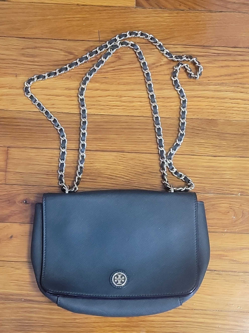 Black Chain-Strap Crossbody Bag - Tory Burch Logo